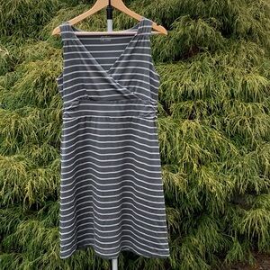 Eddie Bauer Travex Gray Striped Sleeveless Dress